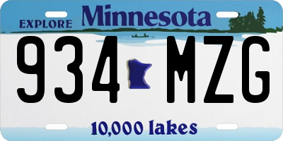 MN license plate 934MZG