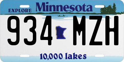 MN license plate 934MZH