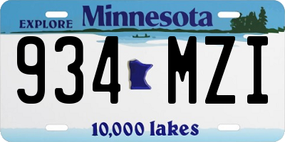 MN license plate 934MZI