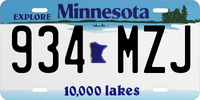 MN license plate 934MZJ