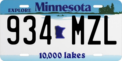 MN license plate 934MZL