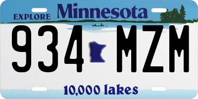 MN license plate 934MZM