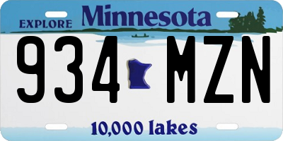 MN license plate 934MZN