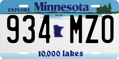 MN license plate 934MZO