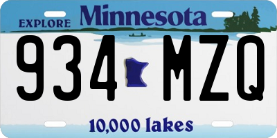 MN license plate 934MZQ