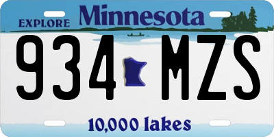 MN license plate 934MZS