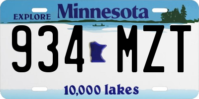 MN license plate 934MZT