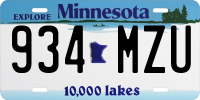 MN license plate 934MZU