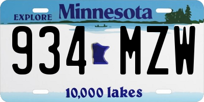 MN license plate 934MZW