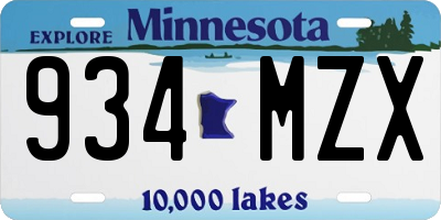 MN license plate 934MZX