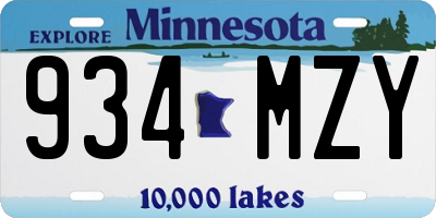 MN license plate 934MZY