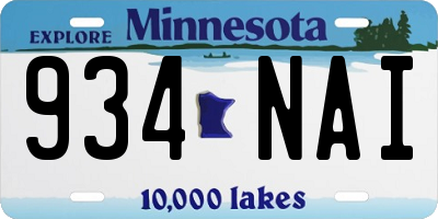 MN license plate 934NAI