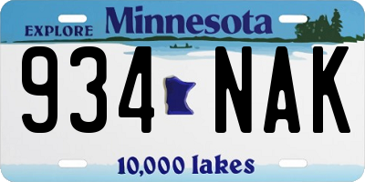 MN license plate 934NAK
