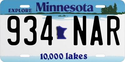 MN license plate 934NAR