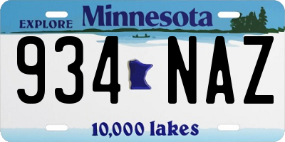 MN license plate 934NAZ