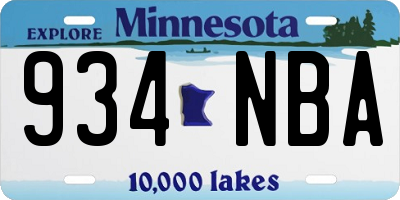 MN license plate 934NBA