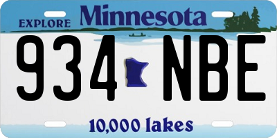 MN license plate 934NBE