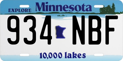 MN license plate 934NBF