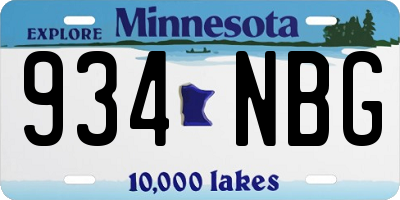 MN license plate 934NBG