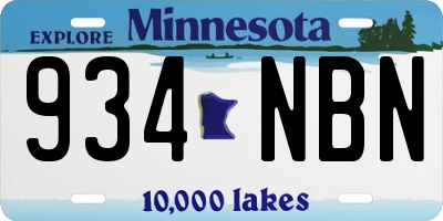 MN license plate 934NBN