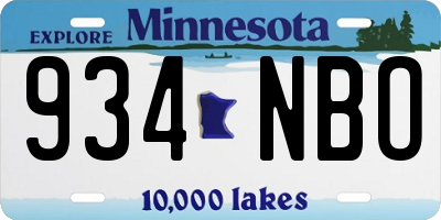MN license plate 934NBO