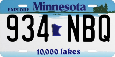 MN license plate 934NBQ