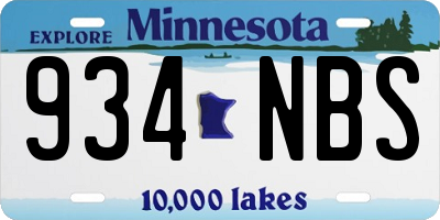 MN license plate 934NBS