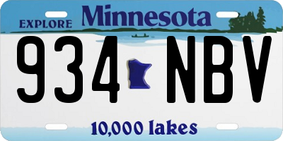MN license plate 934NBV