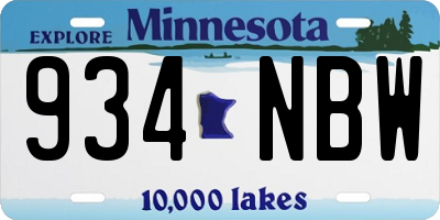 MN license plate 934NBW