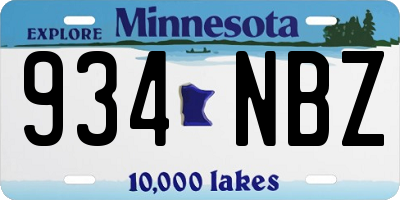MN license plate 934NBZ