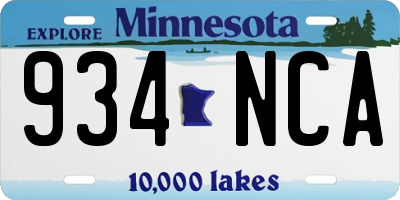 MN license plate 934NCA