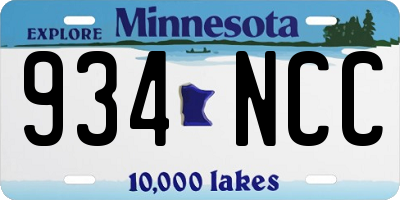 MN license plate 934NCC