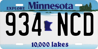 MN license plate 934NCD