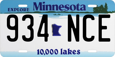 MN license plate 934NCE