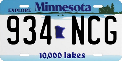 MN license plate 934NCG