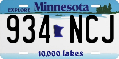 MN license plate 934NCJ