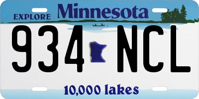 MN license plate 934NCL