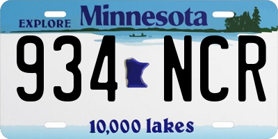 MN license plate 934NCR