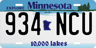 MN license plate 934NCU