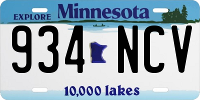 MN license plate 934NCV