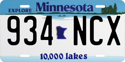 MN license plate 934NCX