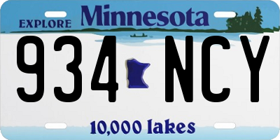 MN license plate 934NCY