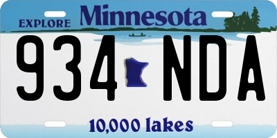 MN license plate 934NDA