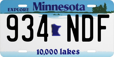 MN license plate 934NDF