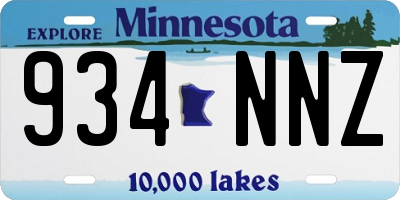 MN license plate 934NNZ