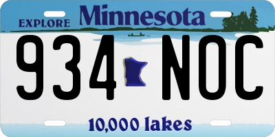 MN license plate 934NOC