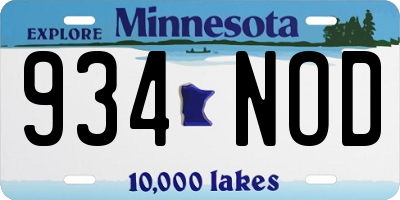 MN license plate 934NOD