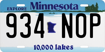 MN license plate 934NOP