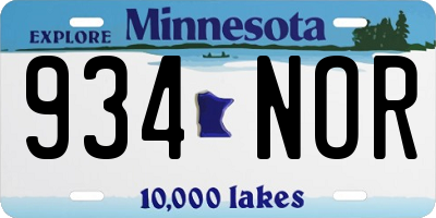 MN license plate 934NOR