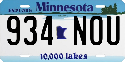 MN license plate 934NOU